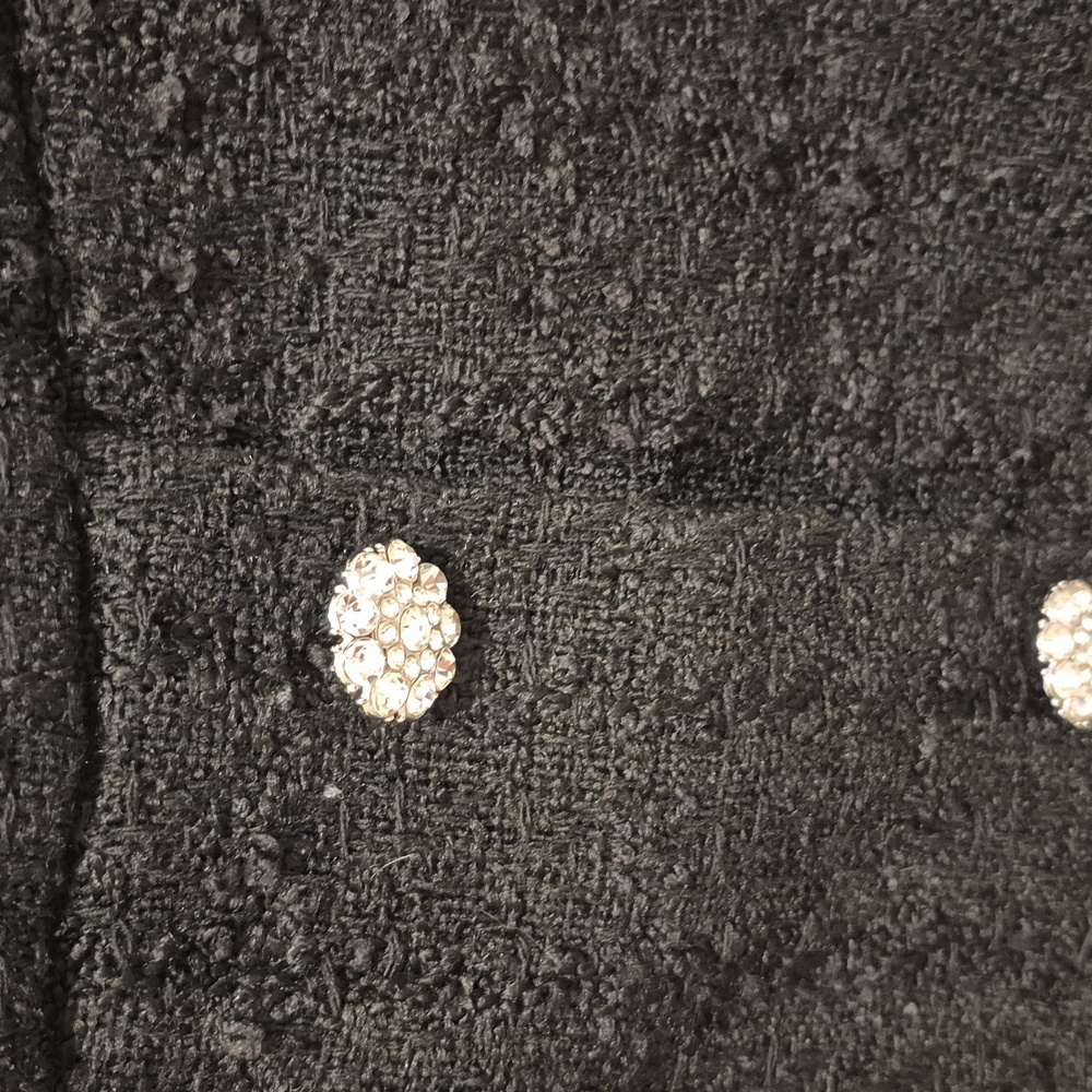 NWT H&M | Black Textured Mini Skirt with Jewel Buttons | Size 16 - Picture 4 of 8